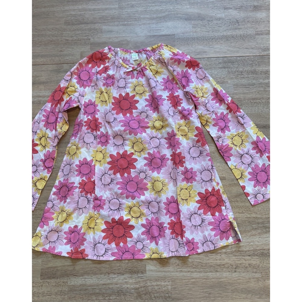 Mini Boden Cotton Tunic Dress Floral Pink Yellow Swim Cover Mini Short 11 NEW